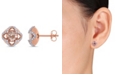 Macy's Morganite (1-2/5 ct. t.w.) and Diamond (1/4 ct. t.w.) Quatrefoil Halo Stud Earrings in 10k Rose Gold